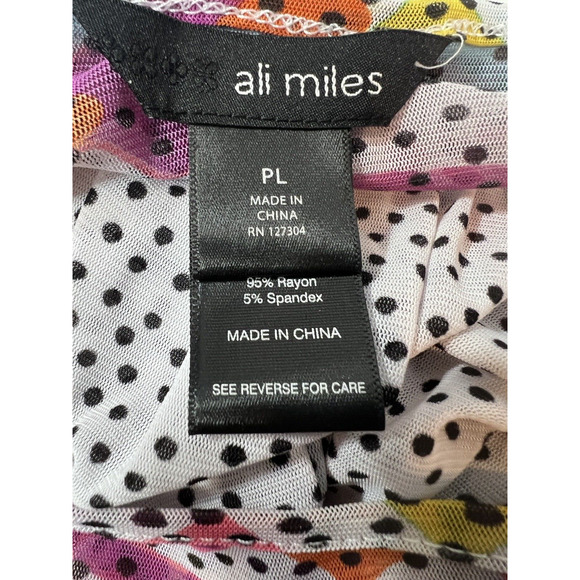 Ali Miles Women's Mixed Print Blouse Polka‎ Dot Geometric Unlined PL - Picture 4 of 5